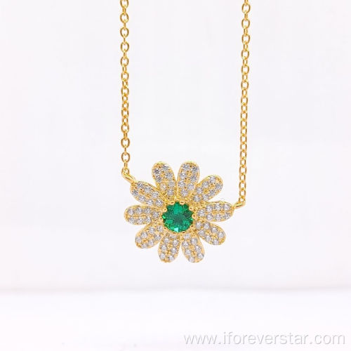 flower shape 925 Sterling jewelry set necklace